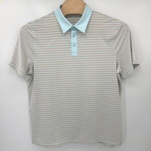 G/FORE Polo Shirt Men XXL Light Blue Orange Striped Performance‎ Golf Tee